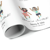 Papier Cadeau Amusant Ajouter photo Customisée mariée et Mariage (Coin rond)