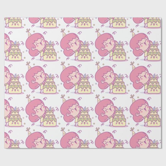 Papier Cadeau Amusant Anniversaire Cadeau Wrap Gâteau et Casquet (Plat)