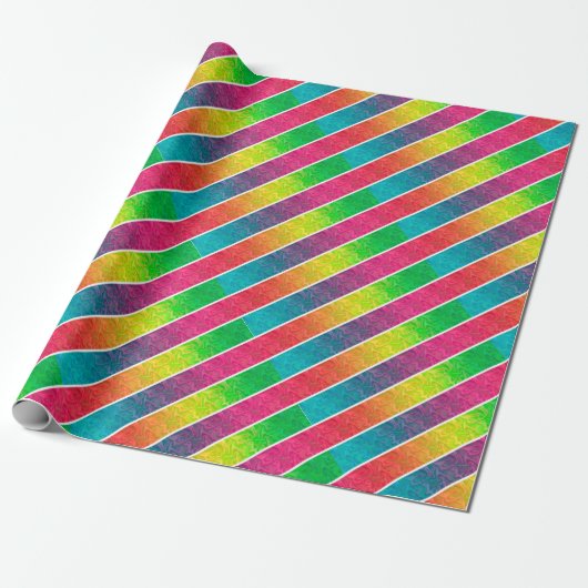 Papier Cadeau [Amusant avec des rayures] Motif #1 Arc-en-ciel gé (Déroulé)