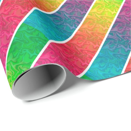Papier Cadeau [Amusant avec des rayures] Motif #1 Arc-en-ciel gé (Coin rond)