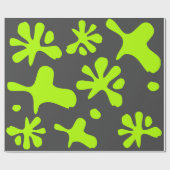 Papier Cadeau Amusant charbon gris néon vert citron motif amusan (Plat)