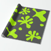 Papier Cadeau Amusant charbon gris néon vert citron motif amusan (Déroulé)