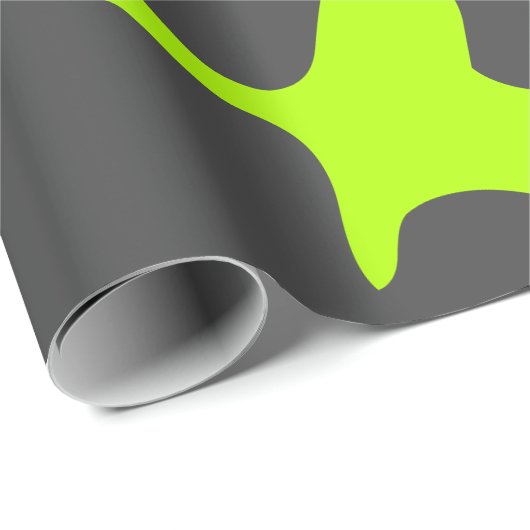 Papier Cadeau Amusant charbon gris néon vert citron motif amusan (Coin rond)
