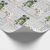 Papier Cadeau Amusant chien de Noël dalmate (Coin)