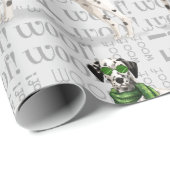 Papier Cadeau Amusant chien de Noël dalmate (Coin rond)