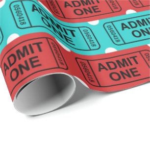 Papier Cadeau Amusant deux couleurs ticket de cinéma partie moti