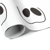 Papier Cadeau Amusant, éffrayant, visage fantôme pour Halloween (Coin rond)