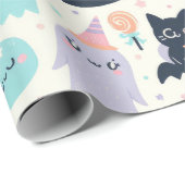 Papier Cadeau Amusant Halloween Pastel Motif (Coin rond)