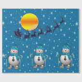Papier Cadeau Amusant Happy Ski Snowman (Plat)