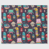 Papier Cadeau Amusant monstres sans couture motif (Plat)