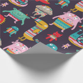 Papier Cadeau Amusant monstres sans couture motif (Coin)