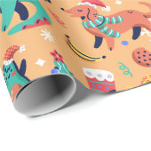 Papier Cadeau Amusant Noël Dinosaur Chien Parrot Avocado Cactus (Coin rond)