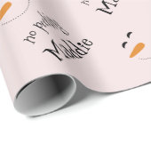 Papier Cadeau Amusant Pas Peeking Snowman rose Named Wrapper Pap (Coin rond)