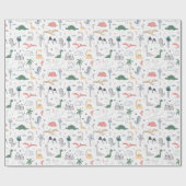 Papier Cadeau Amusant Pastel Dinosaur Motif de scène (Plat)