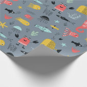 Papier Cadeau Amusant sous la mer mignon dessin animé animaux de (Coin)