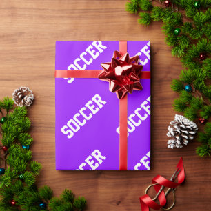 Papier Cadeau Amusant texte de FOOTBALL diagonal blanc sur fond