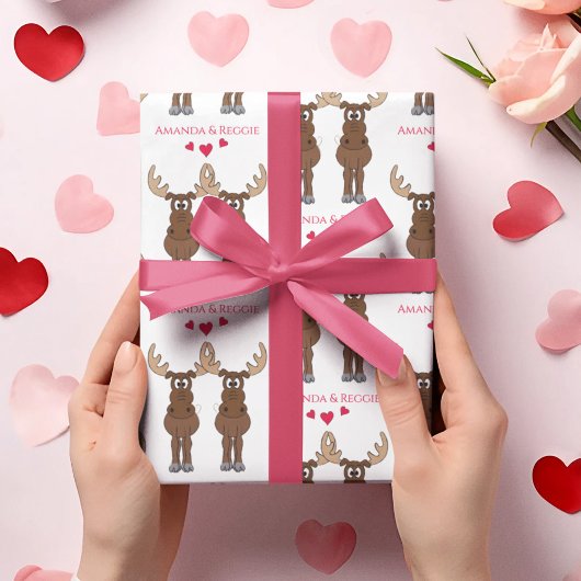 Papier Cadeau Amusant Valentine's Day mignon Moose amusante Pers