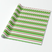 Papier Cadeau Amusant Vert, Blanc, Rouge Style de Noël Motif (Déroulé)