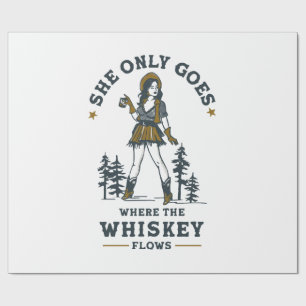Papier Cadeau Amusante cowgirl western vintage amatrice de whisk