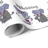 Papier Cadeau Amusante mariée éléphante et conception de Mariage (Coin rond)