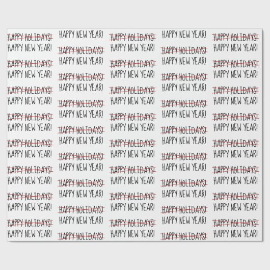 Papier Cadeau Amusante Moderne Tard Joyeuses Fêtes à Bonne Année (Plat)