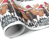 Papier Cadeau Amusante orignal à Santa Hats Noël Abstrait (Coin rond)