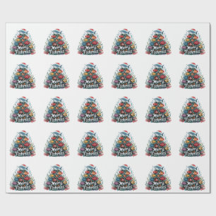 Papier Cadeau Amusante Pêche Arbre de Noël Poisson Amant Fisher