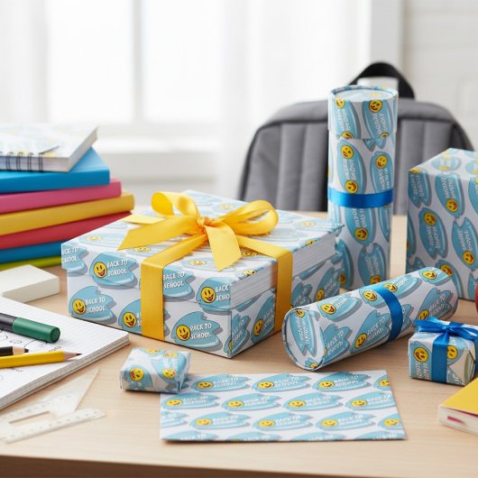 Papier Cadeau Amusants de retour à l'école visage souriant