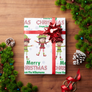 Papier Cadeau Amusants elfes Personnalisé Enfants Photos Joyeux