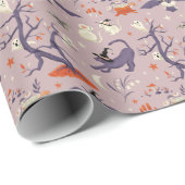 Papier Cadeau Amusants Esprits de la forêt Motif d'Halloween (Coin rond)