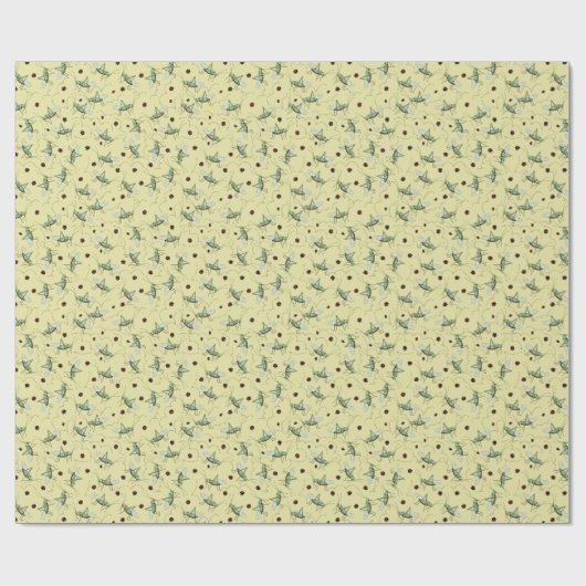 Papier Cadeau Amusants Grasshopper Bug Bonanza Jaune, Vert & Rou (Plat)