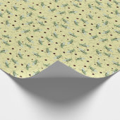 Papier Cadeau Amusants Grasshopper Bug Bonanza Jaune, Vert & Rou (Coin)