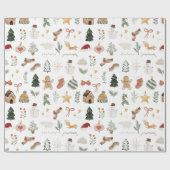 Papier Cadeau Amusants Noël Aquarelle Accents Cadeau (Plat)