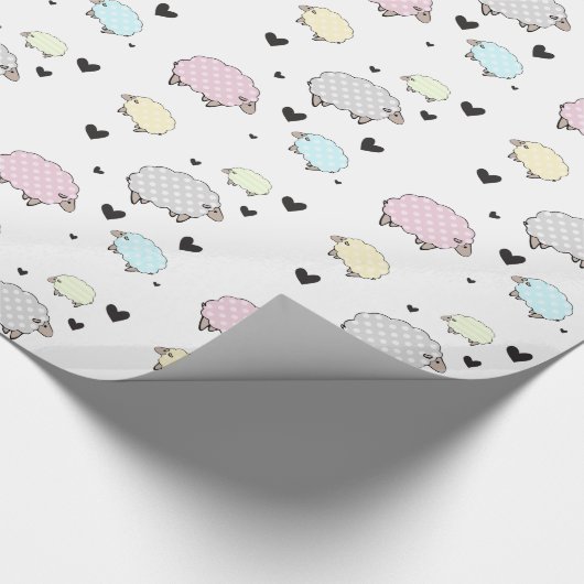 Papier Cadeau Amusants Petits moutons & Coeurs Motif (Coin)