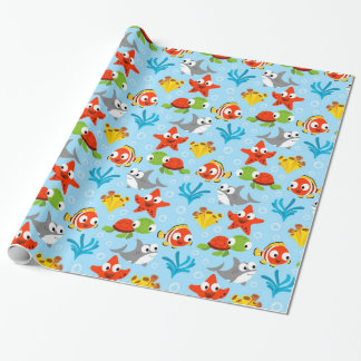 Papier Cadeau Amusants Poisson coloré Océan Enfants Motif