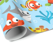 Papier Cadeau Amusants Poisson coloré Océan Enfants Motif (Coin rond)