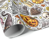 Papier Cadeau Amusement d'Halloween (Coin rond)