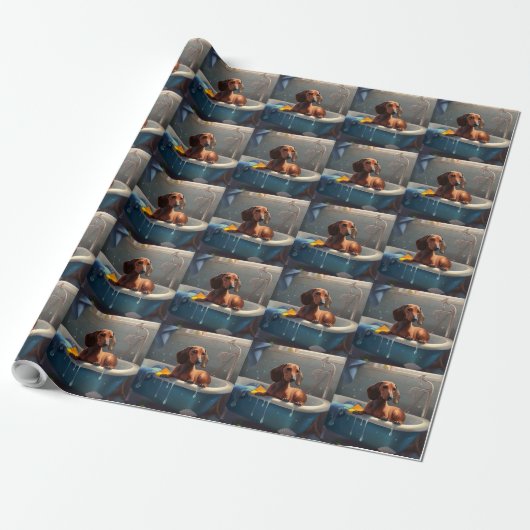 Papier Cadeau Amusement du teckel au bain (Déroulé)