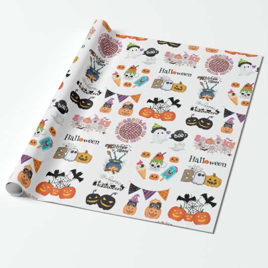 Papier Cadeau Amusement Effrayant Et Halloween Éffrayant (Déroulé)