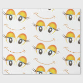 Papier Cadeau Amusement et visage simple avec des cils (Plat)
