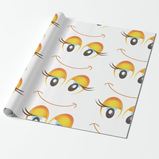 Papier Cadeau Amusement et visage simple avec des cils (Déroulé)
