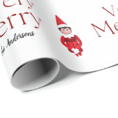 Papier Cadeau amusement très joyeux Noël elf vacances en famille (Coin rond)