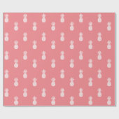 Papier Cadeau Ananas blancs sur fond rose corail (Plat)