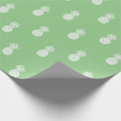 Papier Cadeau Ananas blancs sur Vert Sage (Coin)