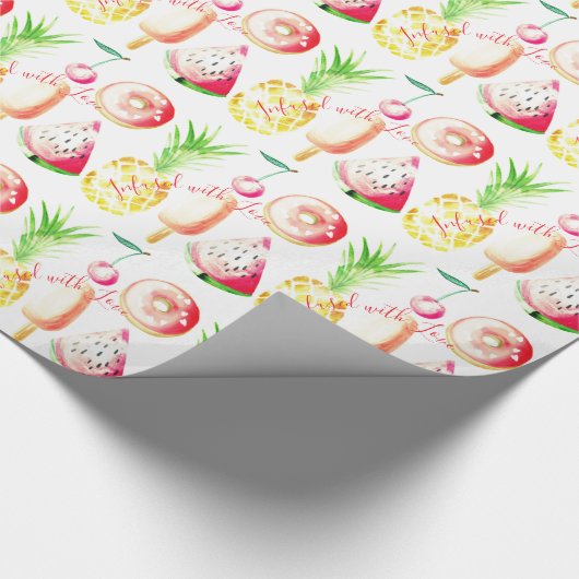 Papier Cadeau Ananas, Cerises, Donuts, Crème Glacée, Pastèque (Coin)