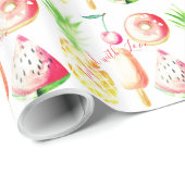 Papier Cadeau Ananas, Cerises, Donuts, Crème Glacée, Pastèque (Coin rond)