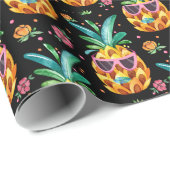 Papier Cadeau Ananas coloré dans les lunettes d'été motif (Coin rond)