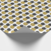 Papier Cadeau Ananas En Or : Blanc Dessiné À La Main Sans Coutur (Coin)