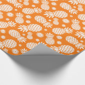 Papier Cadeau Ananas et marguerites orangé blanc (Coin)