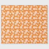 Papier Cadeau Ananas et marguerites orangé blanc (Plat)